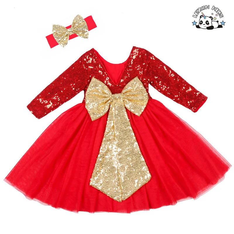 LEZONKIDS - High Quality Custom Latest Design Colorful Sparkle Children Clothing Princess Dress for Girls